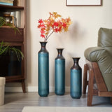 Floor metal vase modern style decoration droplet shaped white metal vase 3-piece set gorgeous W2796P290478