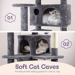 ZUN 53 inch Multi-Level Cat Tree Cat Condo with Scratching Posts Kittens Activity Tower Pet Play House 17460876