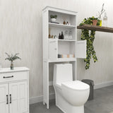 ZUN Over The Toilet Rack 2 -Tier Toilet Bathroom Spacesaver Storage Shelf with 2 Doors Wood Storage 95065143