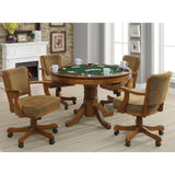 Olive Brown and Amber Upholstered Game Chair with Casters B062P145560