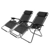 ZUN Infinity Zero Gravity Chair Pack 2, Outdoor Lounge Patio Chairs with Pillow and Utility Tray 96615684