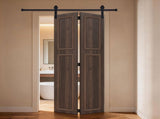 18 series 48in.X78 in. 3/4 inch thickness 2-Panel Walnut Color Finished MDF Bi-fold with Barn T3910P496218