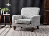 Patterned Polyester Blend Armchair, Solid Birch Wood Frame with Brown Tapered Legs, Foam Padded 18107990