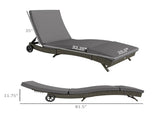 Outdoor PE Rattan Sun Lounger Lounge Chair, Adjustable Backrest Patio Recliner with Wheels for Pool 58336265