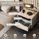 White bedside table with drawers and open shelves 43820483