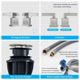 Brushed Nickel Widespread Bathroom Faucet, Waterfall Bathroom Faucets for Sink 3 Hole, 2-Handles T3177P277507