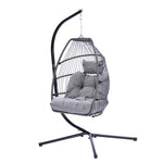 ZUN Outdoor Patio Wicker Folding Hanging Chair,Rattan Swing Hammock Egg Chair With Cushion And Pillow W41940789