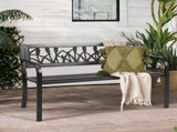 49in PVC Tulip Backrest Iron Bench Black 20295532