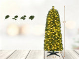 6FT Narrow Pencil Artificial Christmas Tree , Pre-Lit Warm White LEDs, Flame-Retardant PVC, Easy 16463807