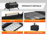 16.3 in Compact Portable Charcoal Grill, Small Two-Side Tabletop BBQ Grill with 2 Grates, Ash Trays, 20236057