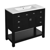 36'' Bathroom Vanity with Top Sink, Modern Bathroom Storage Cabinet with 2 Soft Closing Doors and 6 N710P251586B