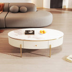 ZUN Modern Oval Coffee Table with 2 large Drawers Storage Table 86187049