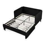 Full Size Upholstered Platform Bed Frame with 2 Storage Drawers, Adjustable Velvet Sofa Bed, Black W1413P298912