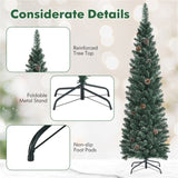 5FT Green Artificial Christmas Tree - 214 Lush Tips, 25 Realistic Pine Cones, Foldable Metal Stand 97114349