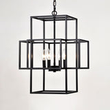 4-Light Metal Lantern Tiered Pendant Hanging Light Fixtures, Industrial Farmhouse Adjustable Height W1592P246889