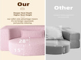 Modern Floor Sofa with 2 Pillows,Convertible Teddy Fabric Foam-Filled Sleeper Sofa Bed,15" Twin Size 21223592