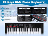 Black 37 Keys Kids Electronic Keyboard with Microphone, 8 Tones & 8 Rhythms Piano Toy for Ages 3 73169368