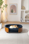 ZUN Scandinavian style Elevated Dog Bed Pet Sofa With Solid Wood legs and Walnut Bent Wood Back, W794125941