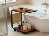 C-Shaped End Table with Wheels and Double-Layer Storage, Rolling Sofa Side Table for Couch, Bed, 65242329