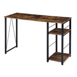 Weathered Oak and Black 2-Shelf Rectangular Writing Desk B062P184541