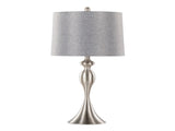 27" Contemporary Metal Table Lamp in Brushed Nickel with Grey Textured Linen Shade from Grandview B202P224084