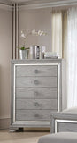 ZUN Contemporary 1pc Light Gray Brown Finish 5 Storage Drawer Chest Mirrored Accents Beautiful Solid B011P215612