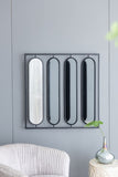 36" x 36" Large Four Oval Wall Mirror with Black Square Frame, Home Decor for Living Room, Bedroom, W2078124365