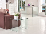 Tempered Clear Bent Glass SideTable, Transparent End Table, Sofa table W1718126150