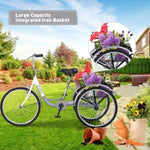 ZUN Adult Tricycle Trikes,3-Wheel Bikes,24 Inch Wheels Cruiser Bicycles with Large Shopping Basket for W101952728