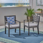 ZUN Outdoor Dining Chair Set of 2, Dark Grey With Light Grey Cushion 63949.00SDGRY