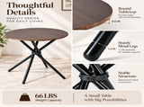 31.5 in Round Dining Table for 2-4, Small Space Kitchen Table with Metal Legs, Espresso Brown 28899215