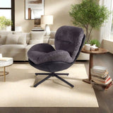 360&deg Swivel Office Chair, Modern Chenille Chair with Faux Leather and Black Metal Base Frame, No N817P205024H