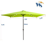 ZUN 10 x 6.5t Rectangular Patio Solar LED Lighted Outdoor Umbrellas with Crank and Push Button Tilt for W65638634