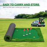 12x5 FT Golf Putting Green, Golf Training Mat with High-quality Turf, 3 Holes, 3 Flags and Cups for W1422P289867