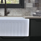 Fireclay 36" L X 20" W Farmhouse Kitchen Sink with Grid and Strainer W122559098