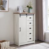 ZUN 5 Drawers Dresser w/Sliding Barn Door, Farmhouse Modern Tall Dresser 5 Chest of Drawers, Storage W2275P206613