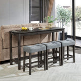 ZUN 4 Piece Bar Table Set with Power Outlet,Bar Table Set with Chairs,Sofa Bar Table with Stools,Behind 75216045