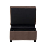ZUN Modern Lift Top Storage Bench with Pull-out Bed 1pc Brown Velvet Tufted Solid Wood Furniture B011P170004
