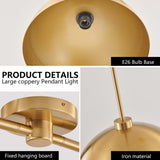 ZUN Industrial Modern Copper Color Double Pendant Light – Adjustable Ceiling Hanging Lamp with Bright W1340P251922