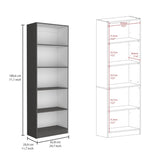 Home 4 Shelves Bookcase with Multi-Tiered Storage -Matt Gray / White -Office B070137835
