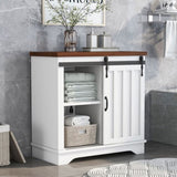 ZUN Bathroom Storage Cabinet, Freestanding Accent Cabinet, Sliding Barn Door, Thick Top, Adjustable WF287852AAK