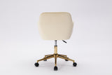 ZUN Modern Velvet Fabric Material Adjustable Height 360 revolving Home Office Chair with Gold Metal Legs 77112687