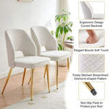 ZUN Off White Boucle Dining Chairs with Metal Legs and Hollow Back Upholstered Dining Chairs Set of 4 W1164P245746