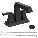 2-Handle Bathroom Sink Faucet Matte Black 4 Inches Centerset Vanity Faucet 3 Hole Bathroom Faucet T3177P277478