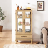 ZUN Curio Cabinet Lighted Glass Cabinet Glass Wine Cabinet Curio Display Cabinet with Adjustable Glass W2275P199814