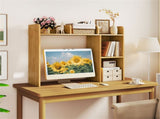 Beige Desktop Bookshelf for 27''/68.58cm Monitor, 93.9825.4073.66cm Engineered Wood Desk Hutch 23976534