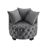 Contemporary Upholstered Tufted Leisure Chair Accent Chair,Dark Gray W2186P280247
