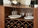 58" Modern Wavy Curve Sideboard-Multifunctional storage cabinet with wine rack and glassware holder, W1162P478268