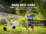 Portable Garden Hose Reel Cart, 175/230 ft Capacity with Two Wheels, Handle, and Sturdy 01256661