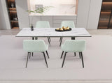 47"-63" extendable MDF modern dining and chair set, suitable for 2-6 people, white dining 42903618
